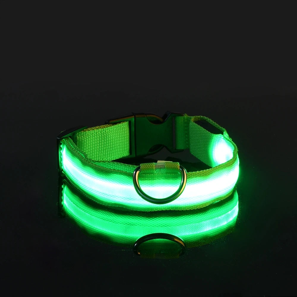 LED Safety Collar For Dogs - Adjustable, Flashing Glow For Night Walking