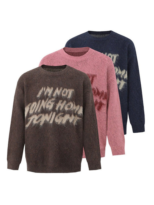 Pullover round neck jumper men winter loose