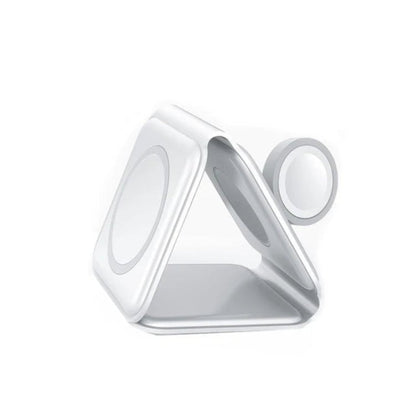 Foldable 3 in 1 Magnetic Wireless Charger Stand - Fast Charging for iPhone 13, AirPods Pro, iWatch White