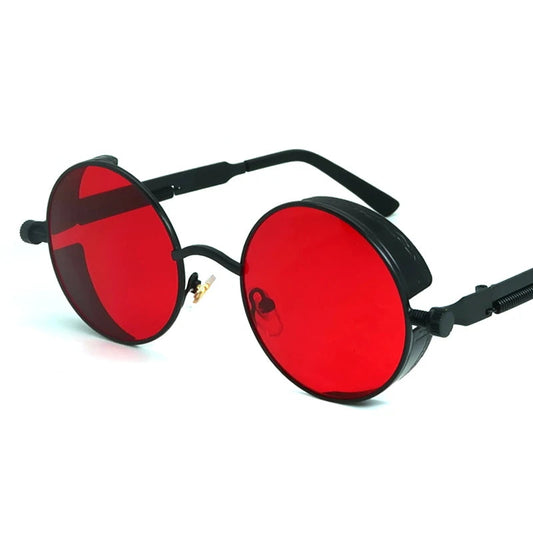 Red Sunglasses Men Round Punk