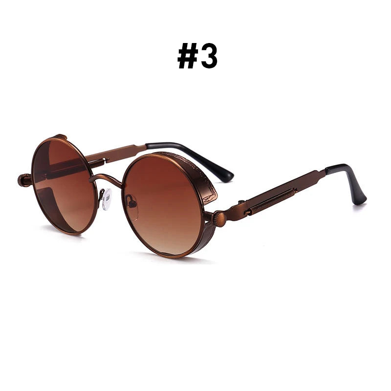 Red Sunglasses Men Round Punk