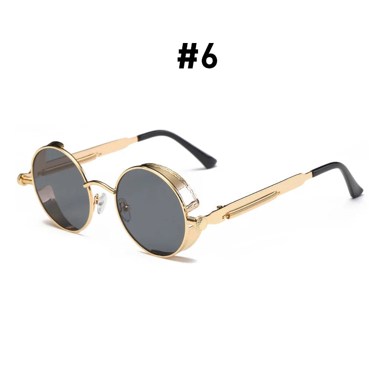 Red Sunglasses Men Round Punk