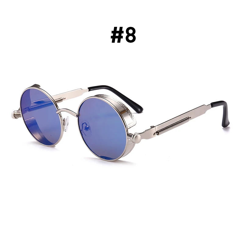Red Sunglasses Men Round Punk