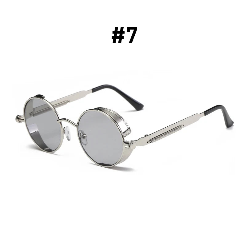 Red Sunglasses Men Round Punk