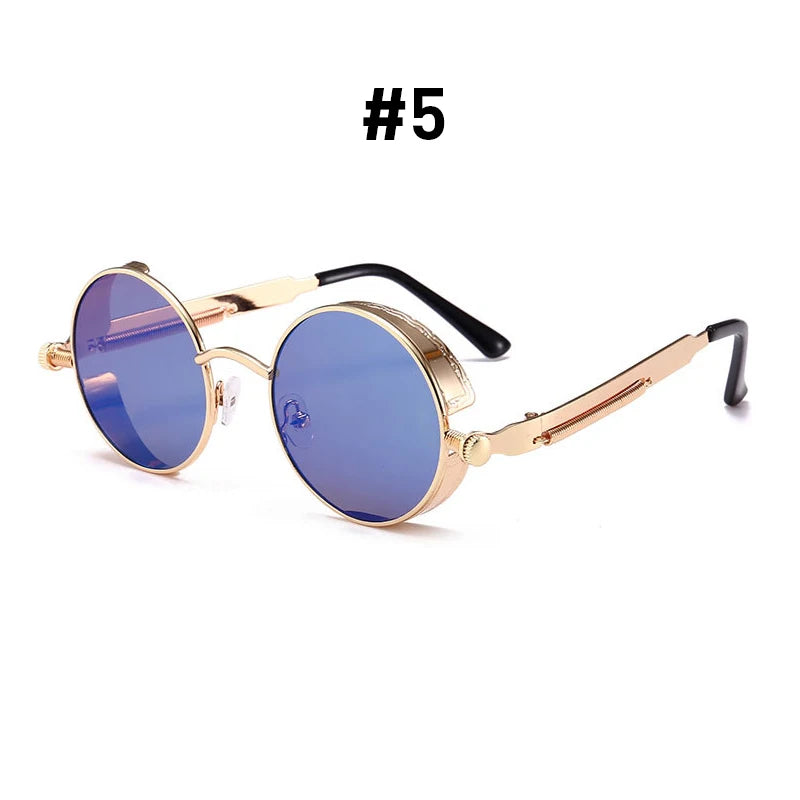 Red Sunglasses Men Round Punk