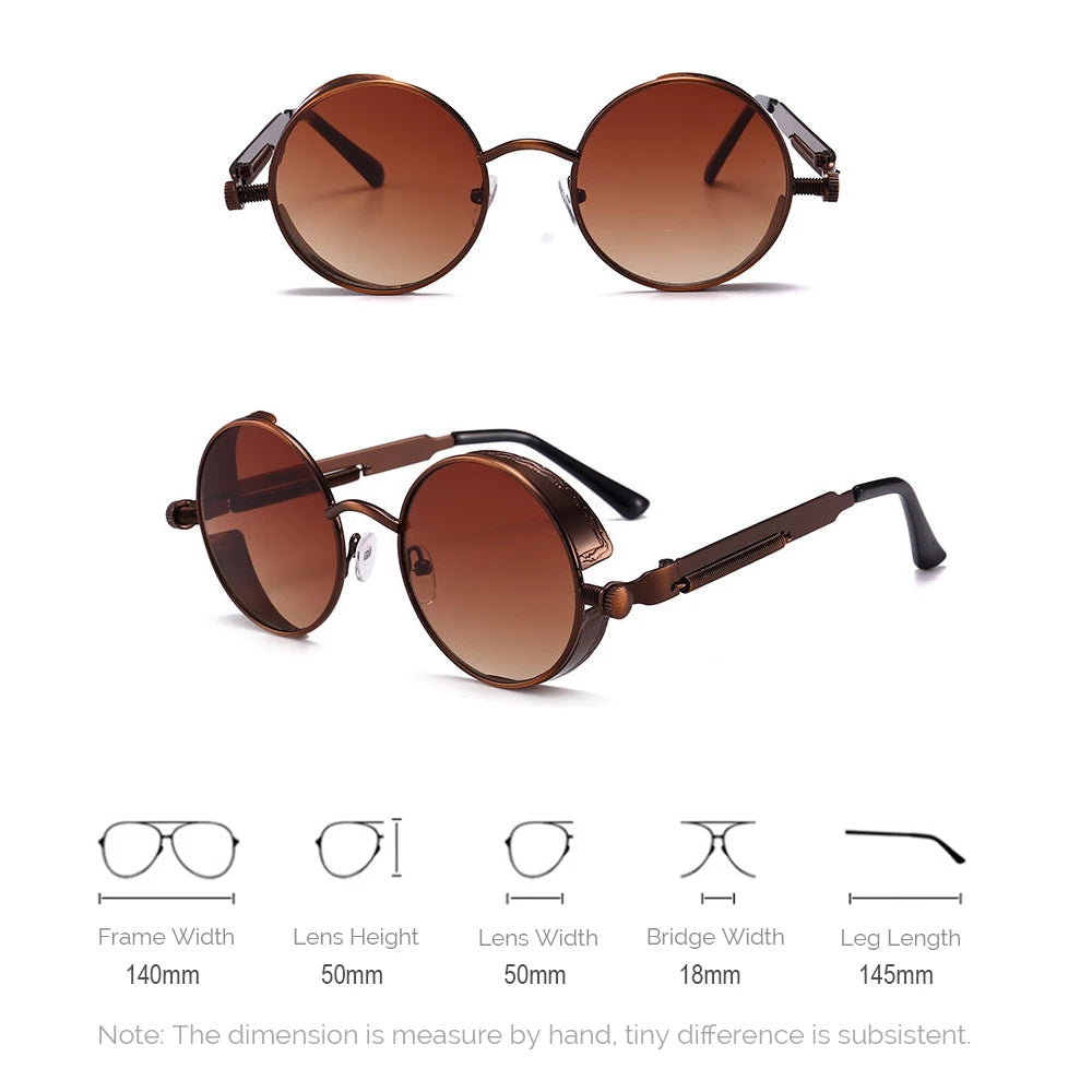 Red Sunglasses Men Round Punk