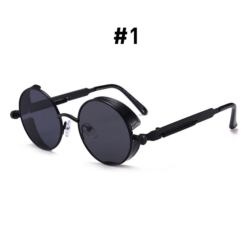 Red Sunglasses Men Round Punk