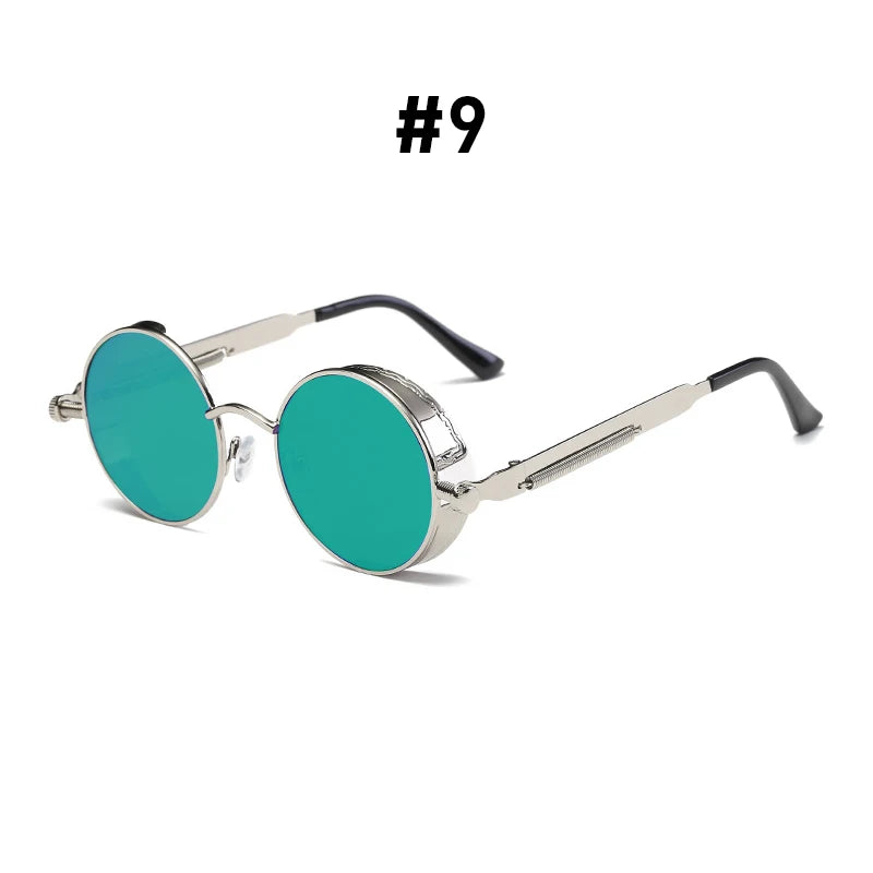 Red Sunglasses Men Round Punk