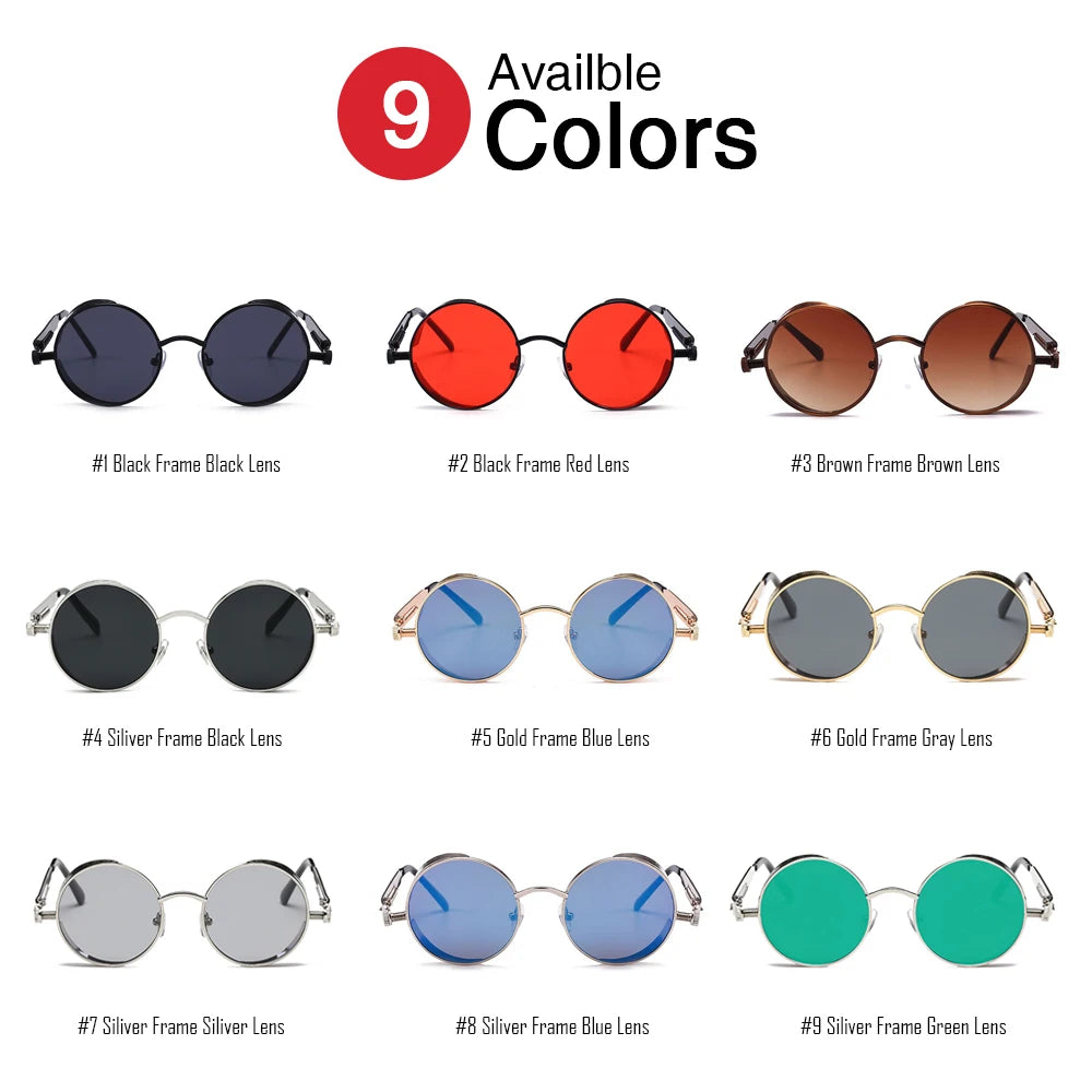 Red Sunglasses Men Round Punk