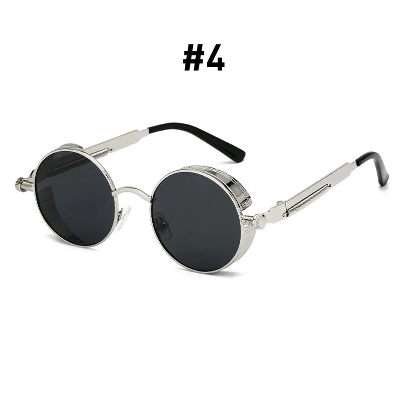 Red Sunglasses Men Round Punk