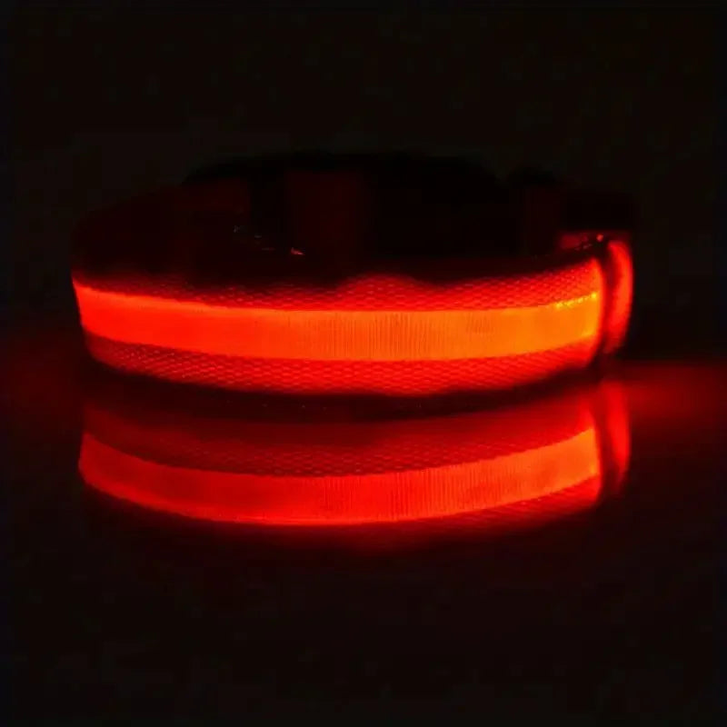 LED Safety Collar For Dogs - Adjustable, Flashing Glow For Night Walking