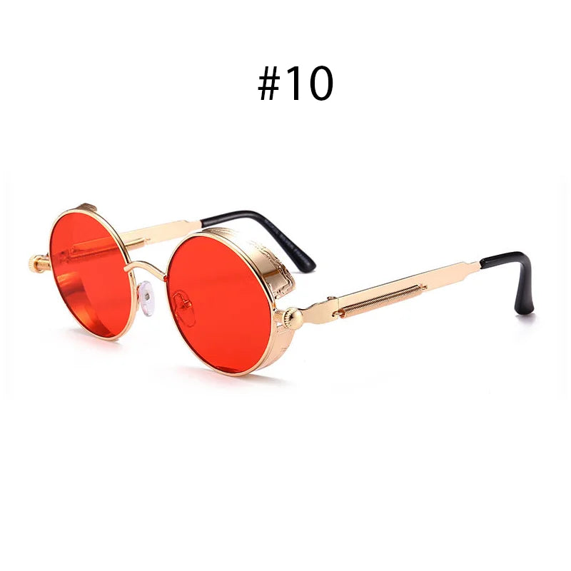 Red Sunglasses Men Round Punk