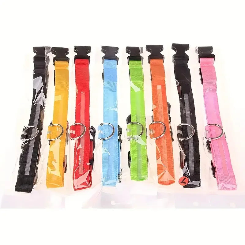LED Safety Collar For Dogs - Adjustable, Flashing Glow For Night Walking