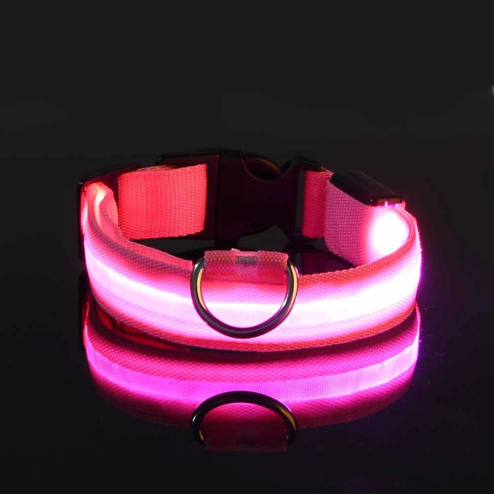 LED Safety Collar For Dogs - Adjustable, Flashing Glow For Night Walking