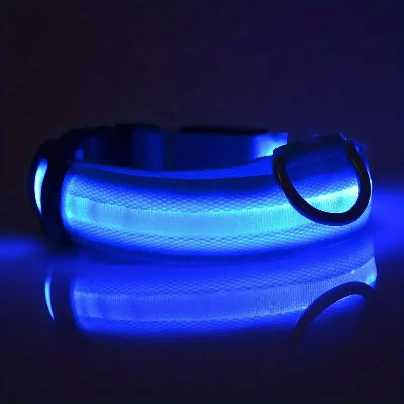 LED Safety Collar For Dogs - Adjustable, Flashing Glow For Night Walking