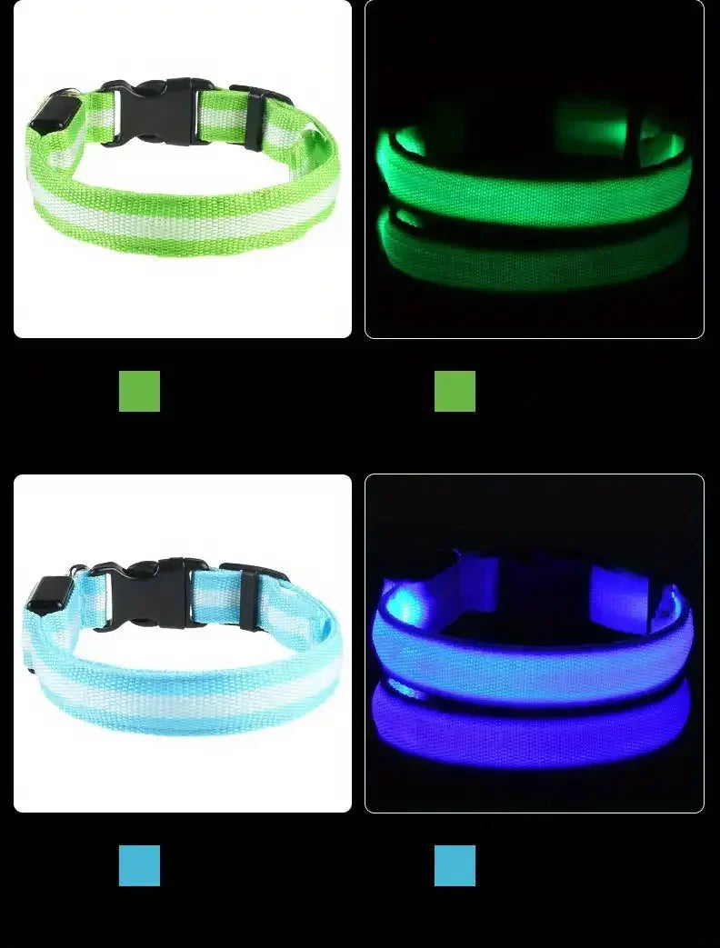 LED Safety Collar For Dogs - Adjustable, Flashing Glow For Night Walking