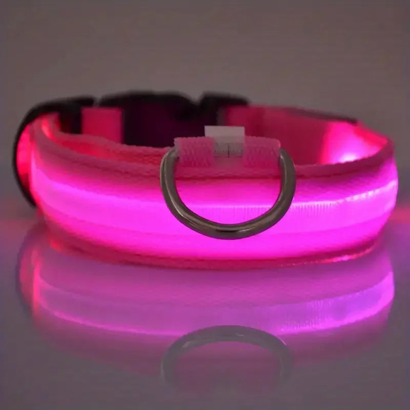 LED Safety Collar For Dogs - Adjustable, Flashing Glow For Night Walking