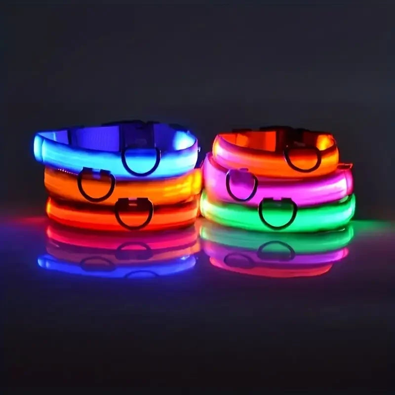LED Safety Collar For Dogs - Adjustable, Flashing Glow For Night Walking