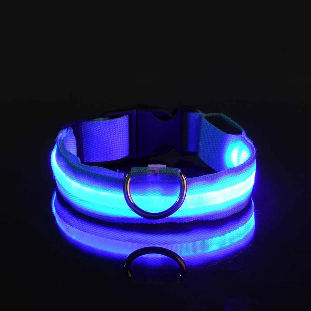 LED Safety Collar For Dogs - Adjustable, Flashing Glow For Night Walking