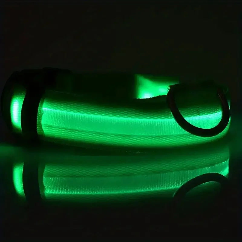 LED Safety Collar For Dogs - Adjustable, Flashing Glow For Night Walking