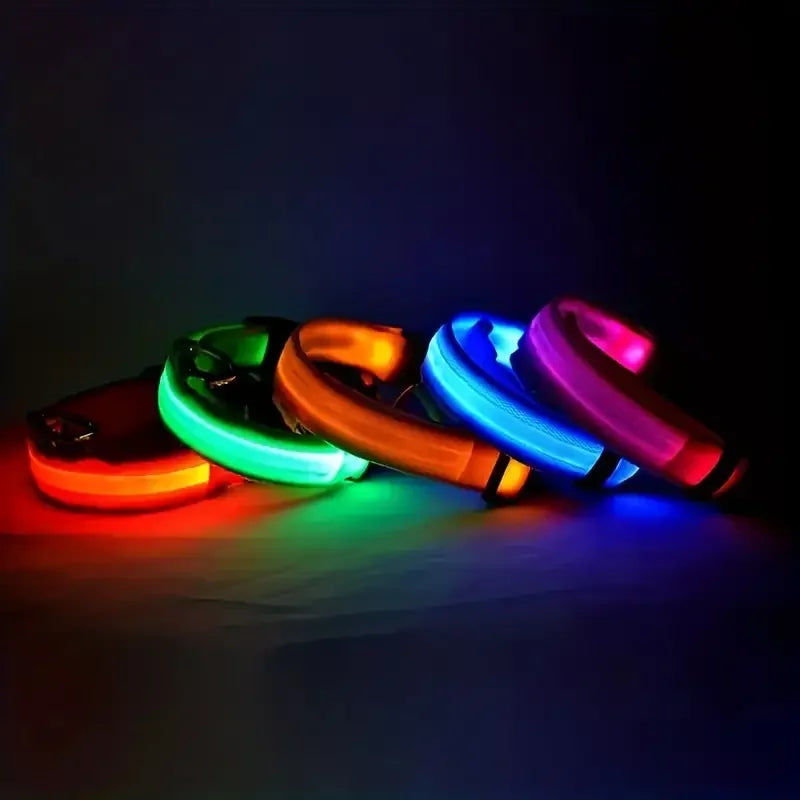 LED Safety Collar For Dogs - Adjustable, Flashing Glow For Night Walking