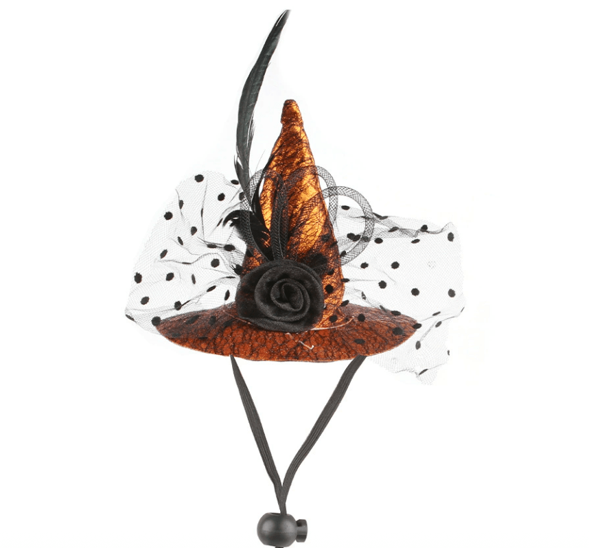 Spooky Pet Witch Hat - Perfect for Halloween Mesh Witch Hat_Orange