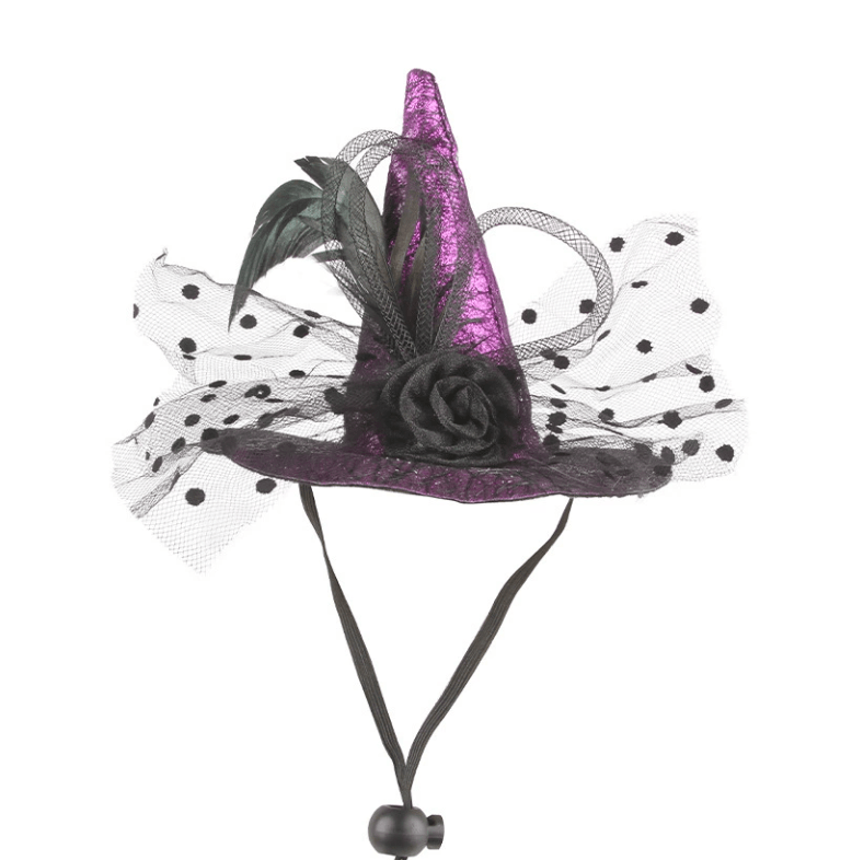 Spooky Pet Witch Hat - Perfect for Halloween Mesh Witch Hat_Purple