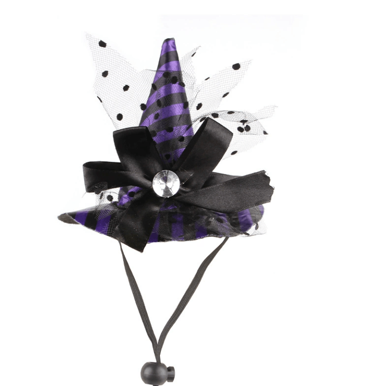 Spooky Pet Witch Hat - Perfect for Halloween Striped Witch Hat_Purple