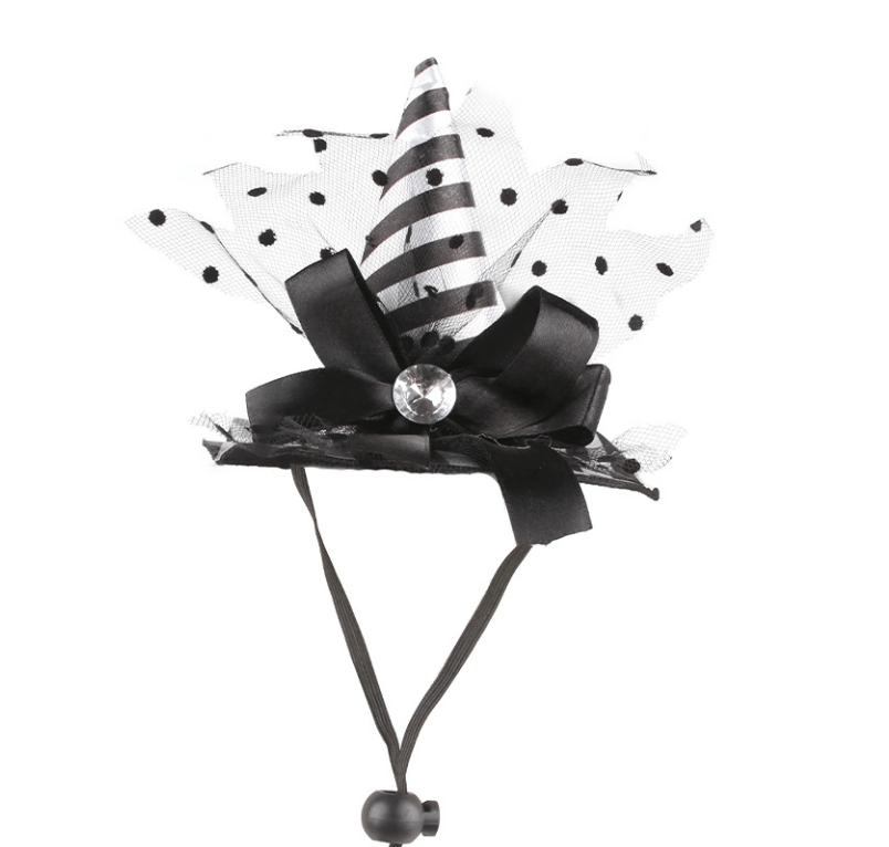 Spooky Pet Witch Hat - Perfect for Halloween Striped Witch Hat_White
