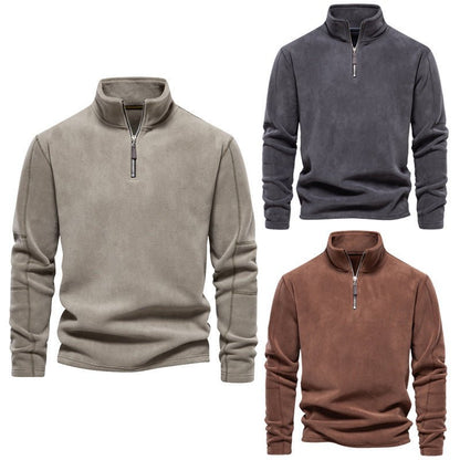 Men's Shaker Sweatshirt Stand Collar Half Zip Long Sleeve