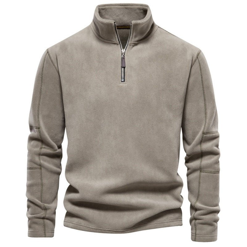 Men's Shaker Sweatshirt Stand Collar Half Zip Long Sleeve