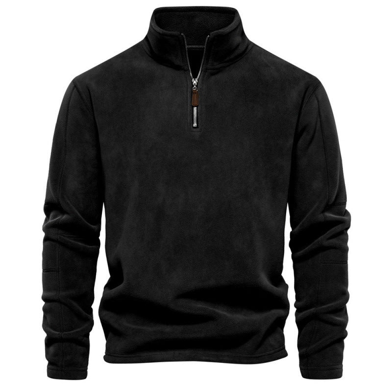 Men's Shaker Sweatshirt Stand Collar Half Zip Long Sleeve
