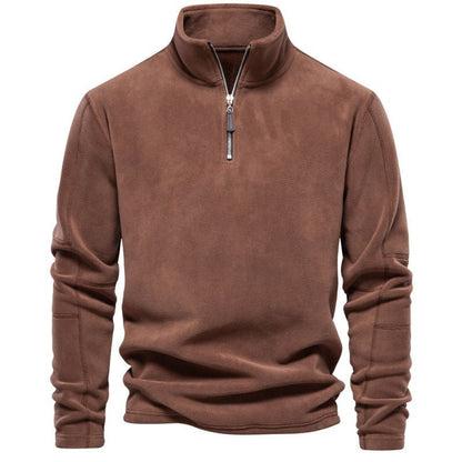 Men's Shaker Sweatshirt Stand Collar Half Zip Long Sleeve