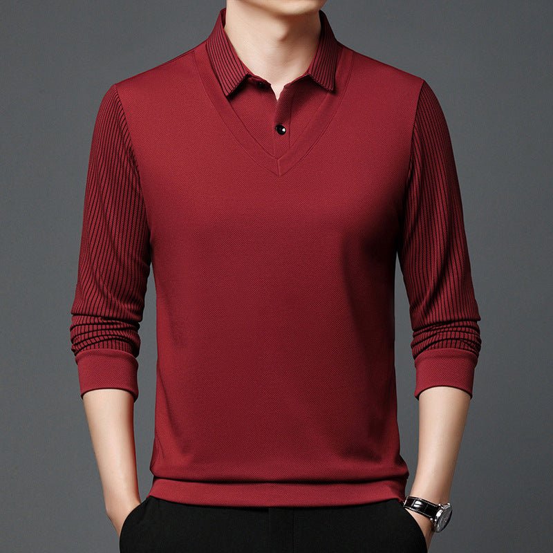 men's striped long sleeved trend fall winter C XXXXL