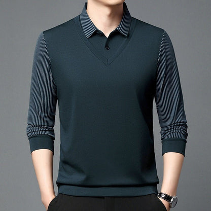 men's striped long sleeved trend fall winter E M