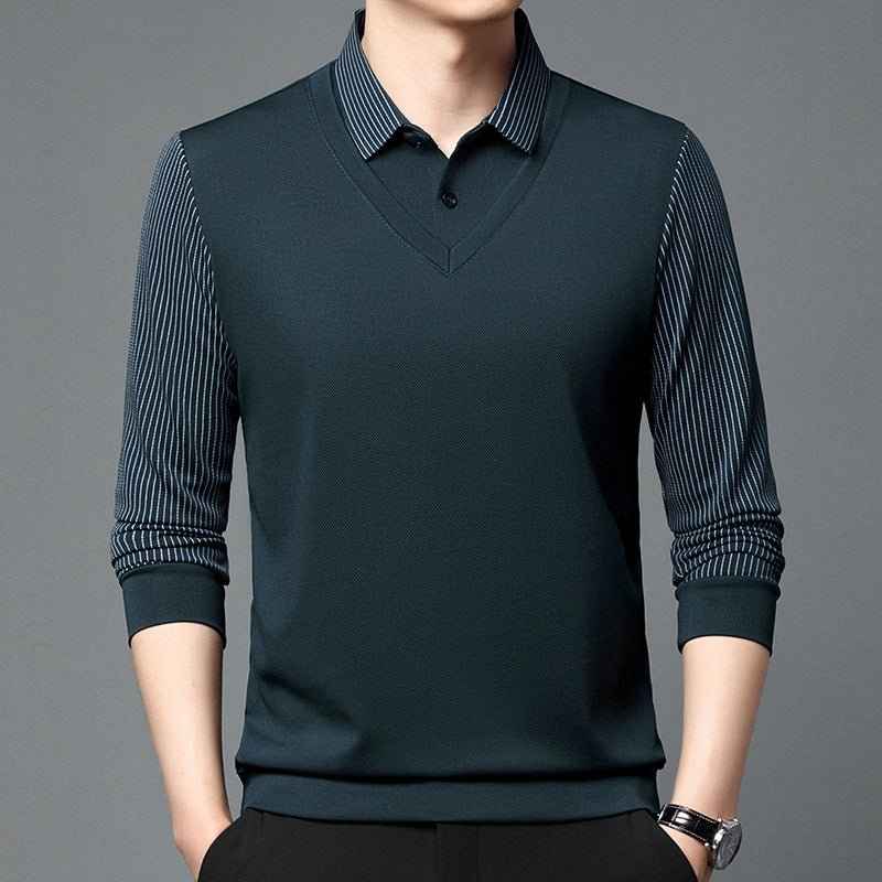 men's striped long sleeved trend fall winter E XL