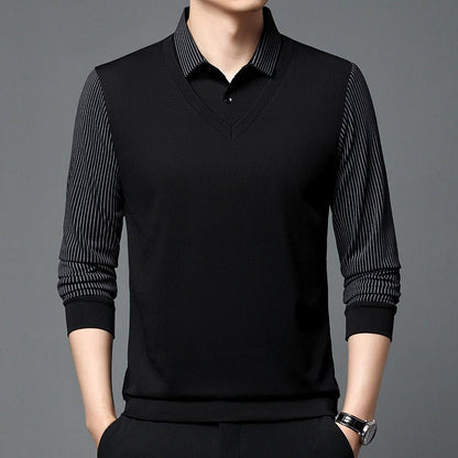 men's striped long sleeved trend fall winter F XXL