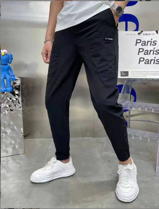 Men's summer casual pants ice silk Black 32 yards