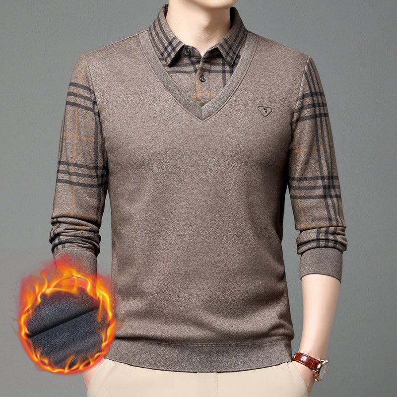Middle-aged men's polo shirt jumper winter faw XXXL