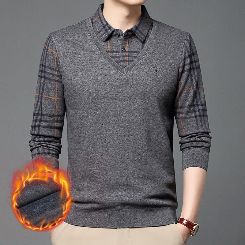 Middle-aged men's polo shirt jumper winter Gray L