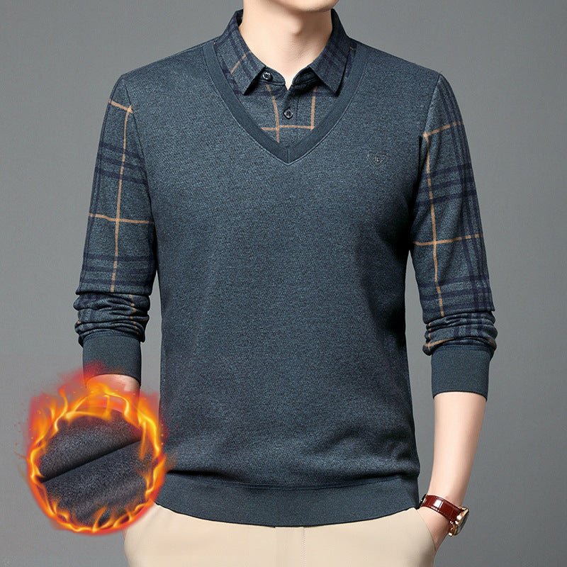 Middle-aged men's polo shirt jumper winter