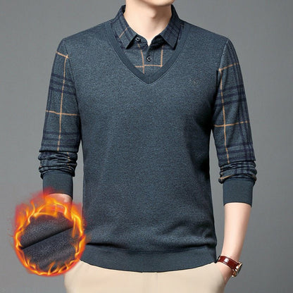 Middle-aged men's polo shirt jumper winter grey-green L