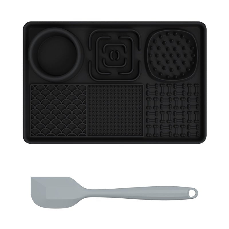 Pet Lick Pad Pet Food Utensils Black Spatula (rectangle)