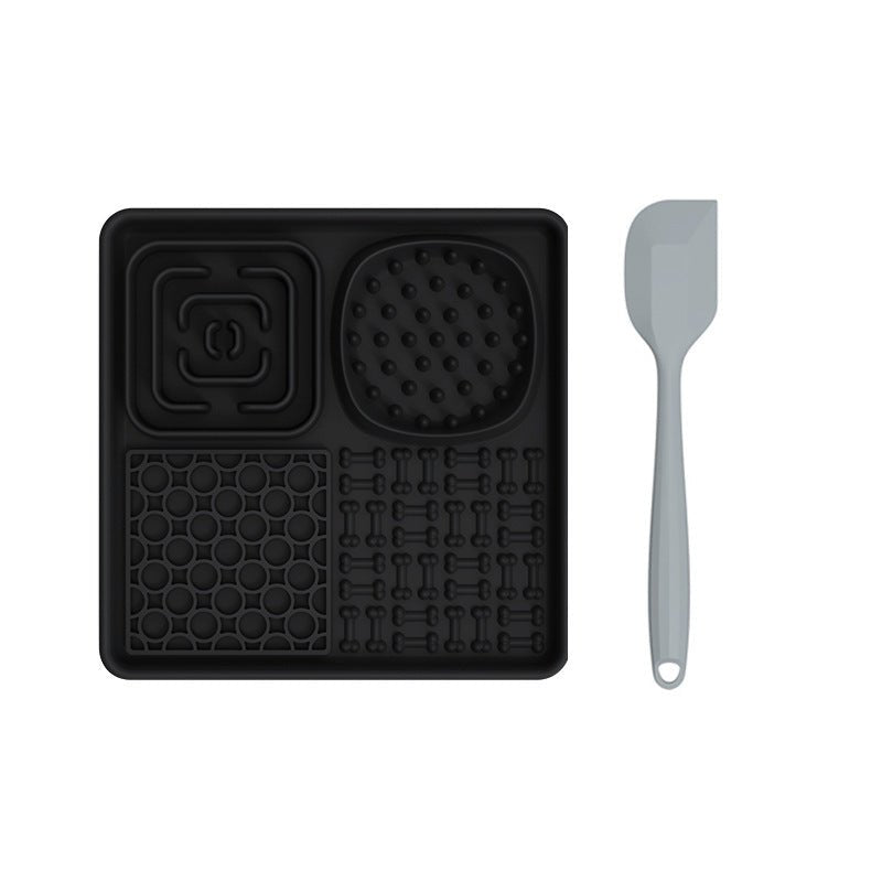 Pet Lick Pad Pet Food Utensils Black Spatula (square)