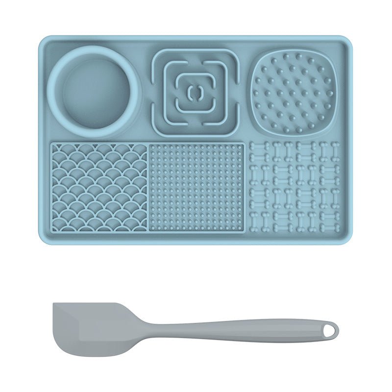 Pet Lick Pad Pet Food Utensils Blue Spatula (rectangle)