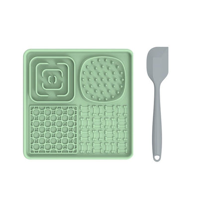 Pet Lick Pad Pet Food Utensils Green Spatula (square)