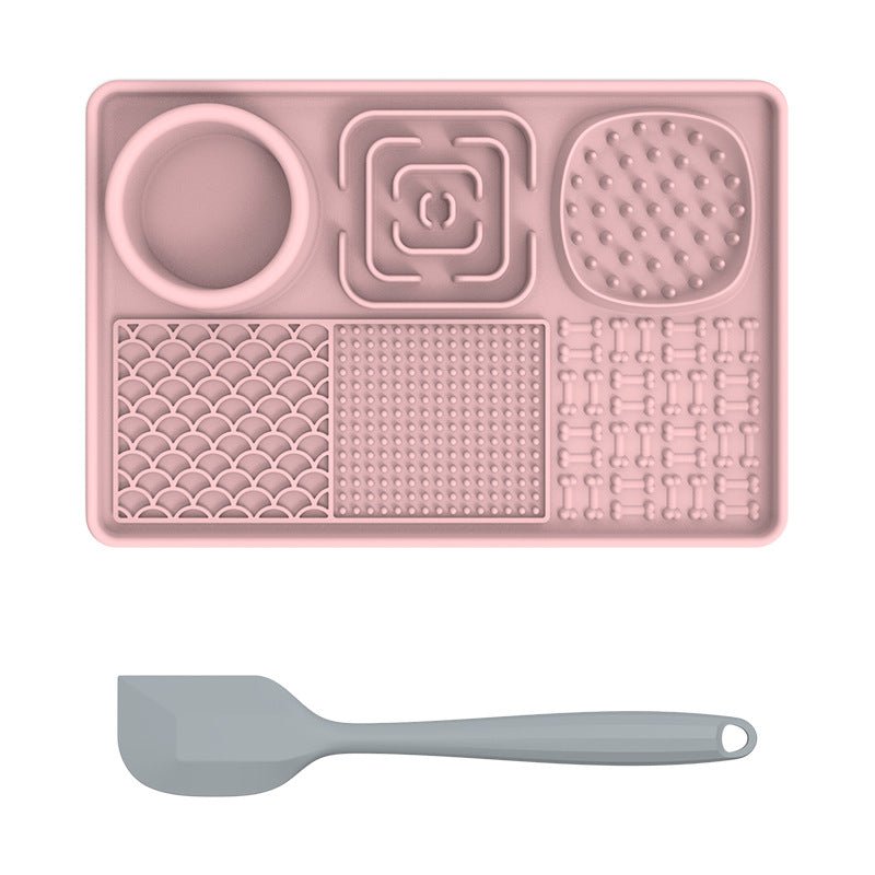 Pet Lick Pad Pet Food Utensils Pink Spatula (rectangle)