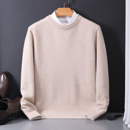 Round neck sweater men's Slim knitted bottoming shirt fall and winter camel M