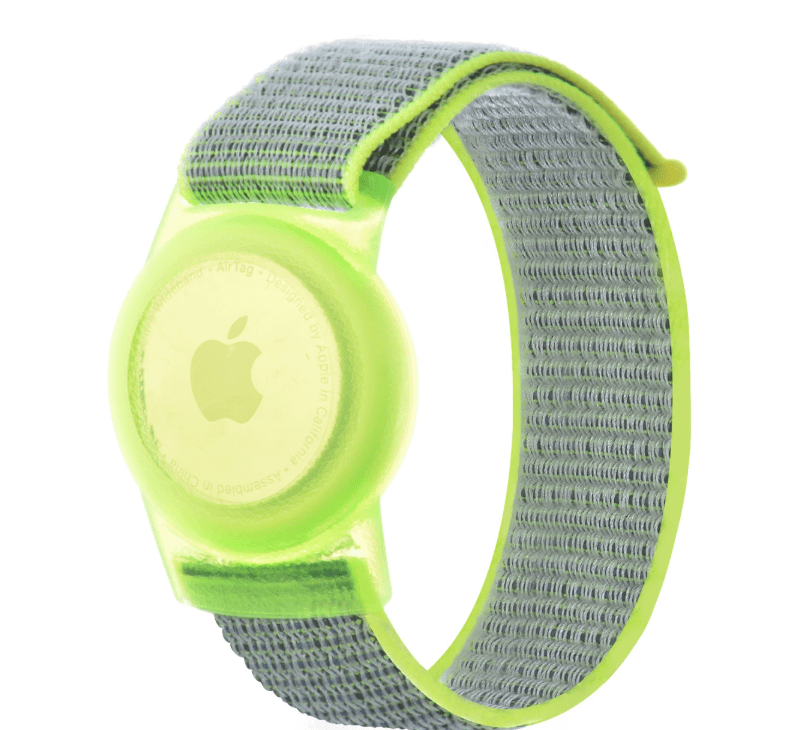 Kid-Friendly Waterproof Nylon Strap for AirTag - Anti-Loss Wristband Bright yellow 220MM