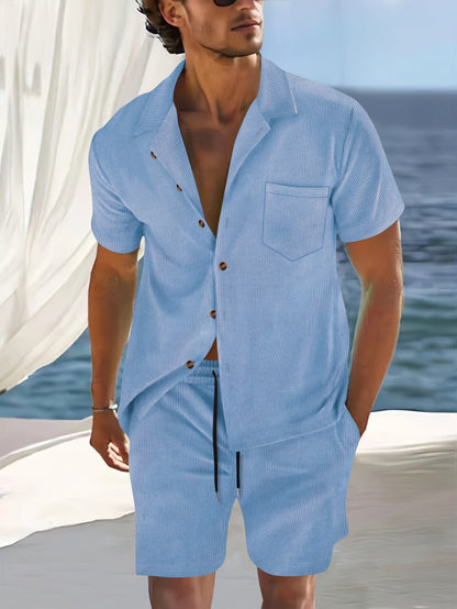 Summer casual sportwear suit for men Blue S